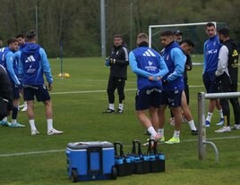 Luis Carrión, durante el entrenamiento.