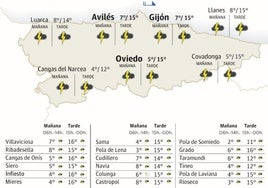 Mapa del tiempo en Asturias para este miércoles, 1 de mayo.