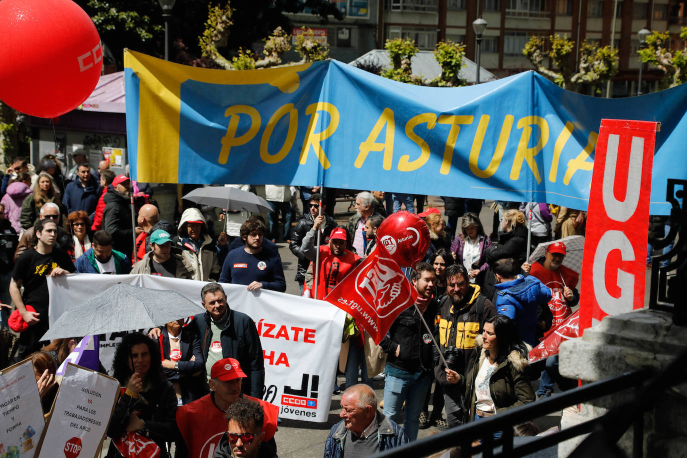 Los sindicatos asturianos, a la calle en Langreo para «reivindicar lo que es justo»