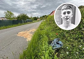 Lugar donde se produjo el accidente. A la derecha, parte de la chapa de un vehículo.