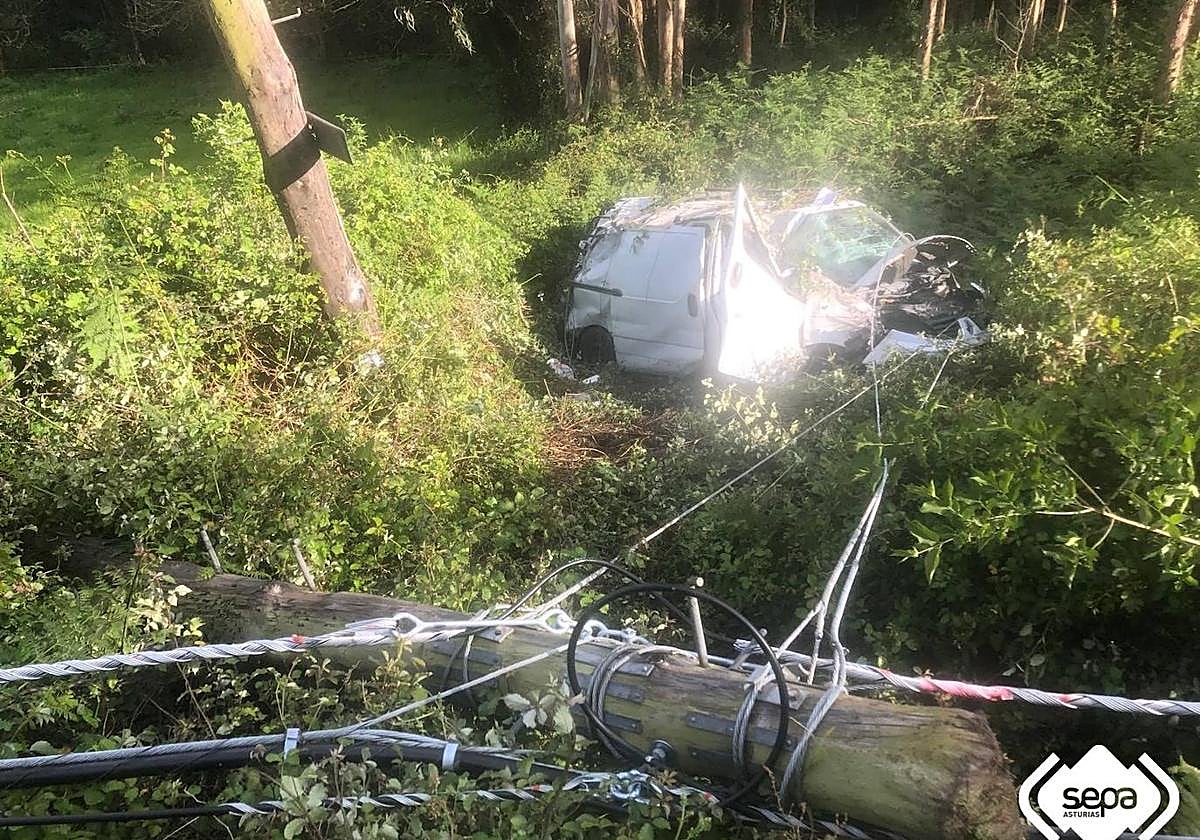 Un hombre resulta herido al salirse de la carretera en Castrillón
