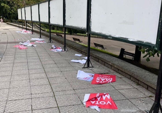 Destrozo de los carteles para la campaña de las elecciones europeas.