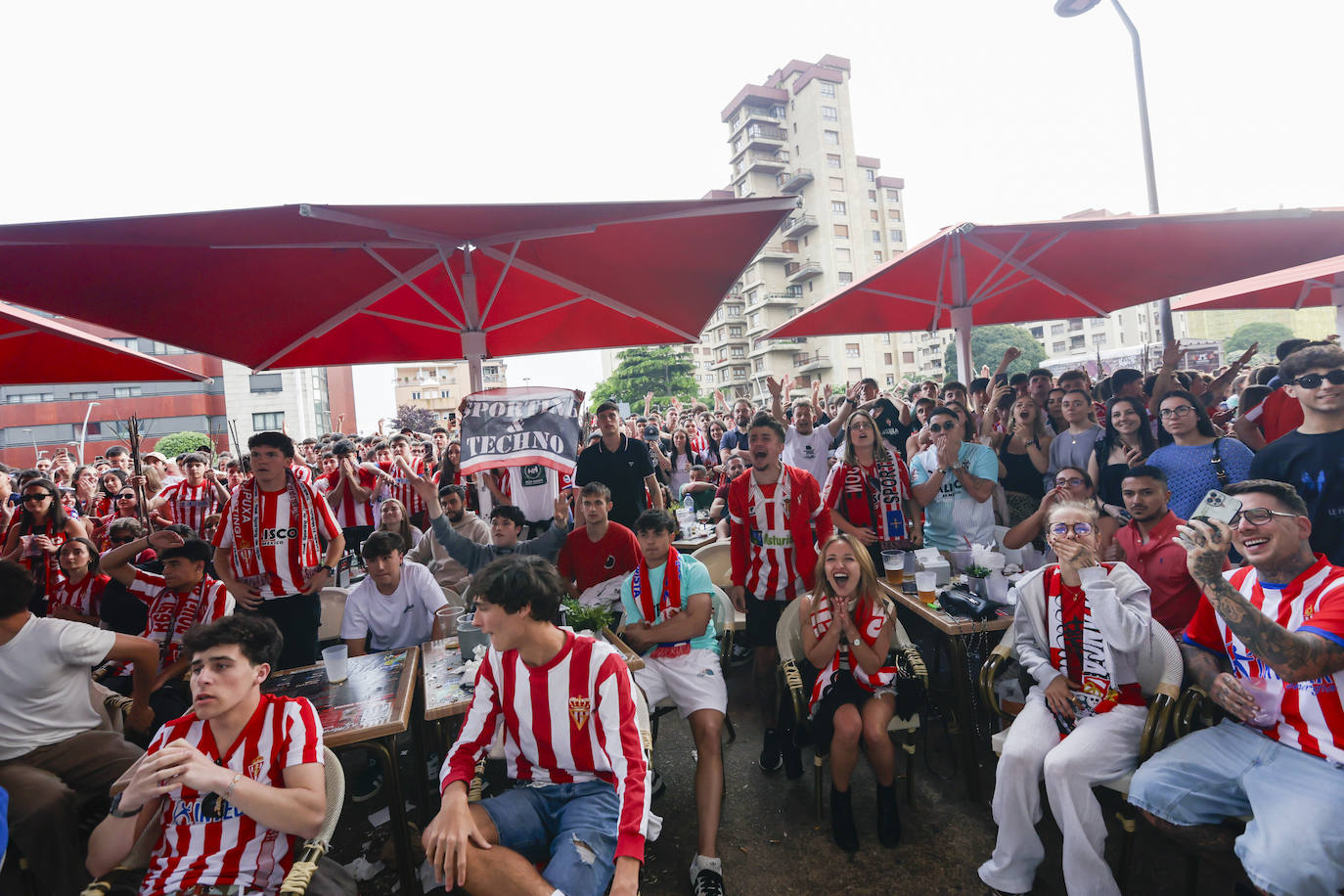 Éxtasis en Gijón tras la victoria del Sporting