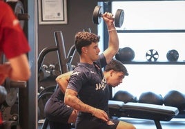 Queipo, en el entrenamiento del Sporting del viernes.