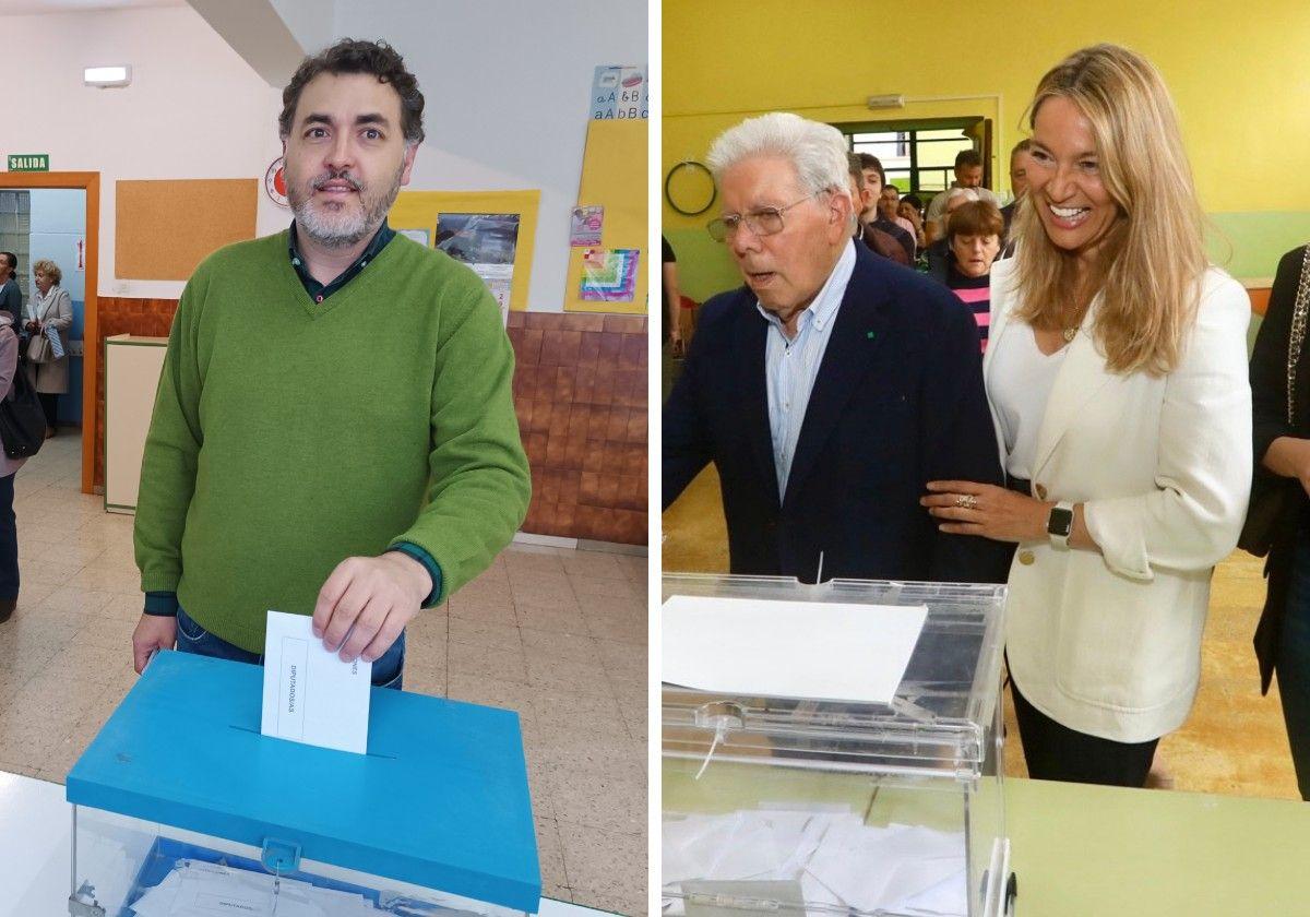 Jonás Fernández y Susana Solís, esta mañana en los colegios electorales.