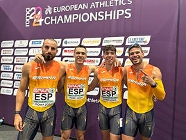 Iñaki Cañal, Manu Guijarro, David García y Óscar Husillos, tras lograr la clasificación para la final en Roma.