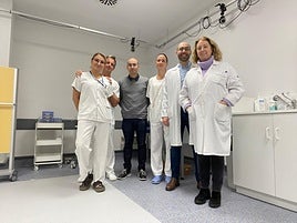 Carlota Villa, Juan Carlos Virosta, Pedro Oliva, Susana Rodríguez, Jorge Areán y Ana Menéndez, en el Laboratorio de Análisis del Movimiento.