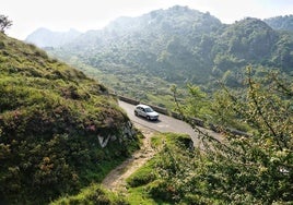 Susto en los Lagos de Covadonga: ilesa una turista inglesa tras despeñarse con su coche