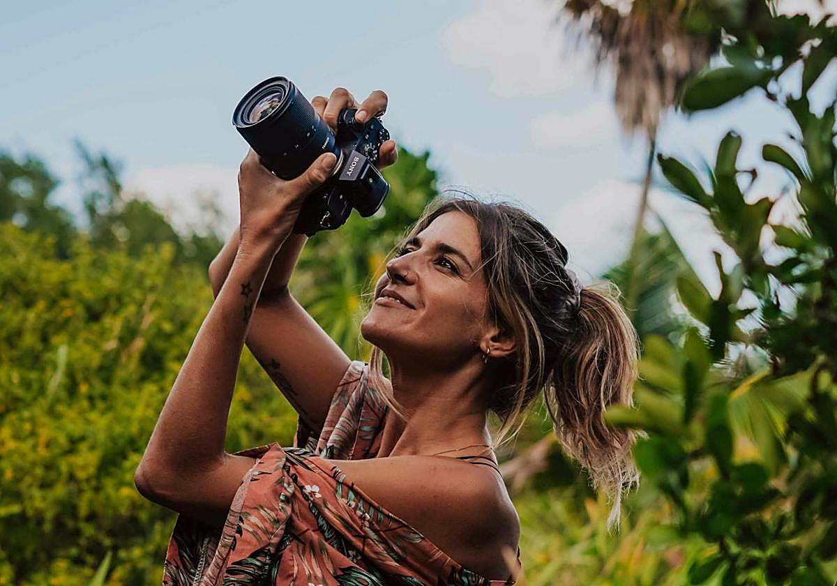 Esther Blanco durante una sesión de fotos en México.
