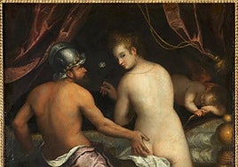 'Venu s y Marte', obra de 1595 de Lavinia Fontana, un óleo sobre lienzo que se halla en el Palacio de Liria y que fue atribuida a Veronés hasta el año 2007.