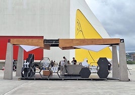 El set de rodaje instalado este jueves en el Centro Oscar Niemeyer de Avilés.