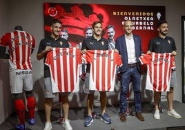 Presentación del Sporting: Lander Olaetxea, Eric Cubela y Jesús Bernal