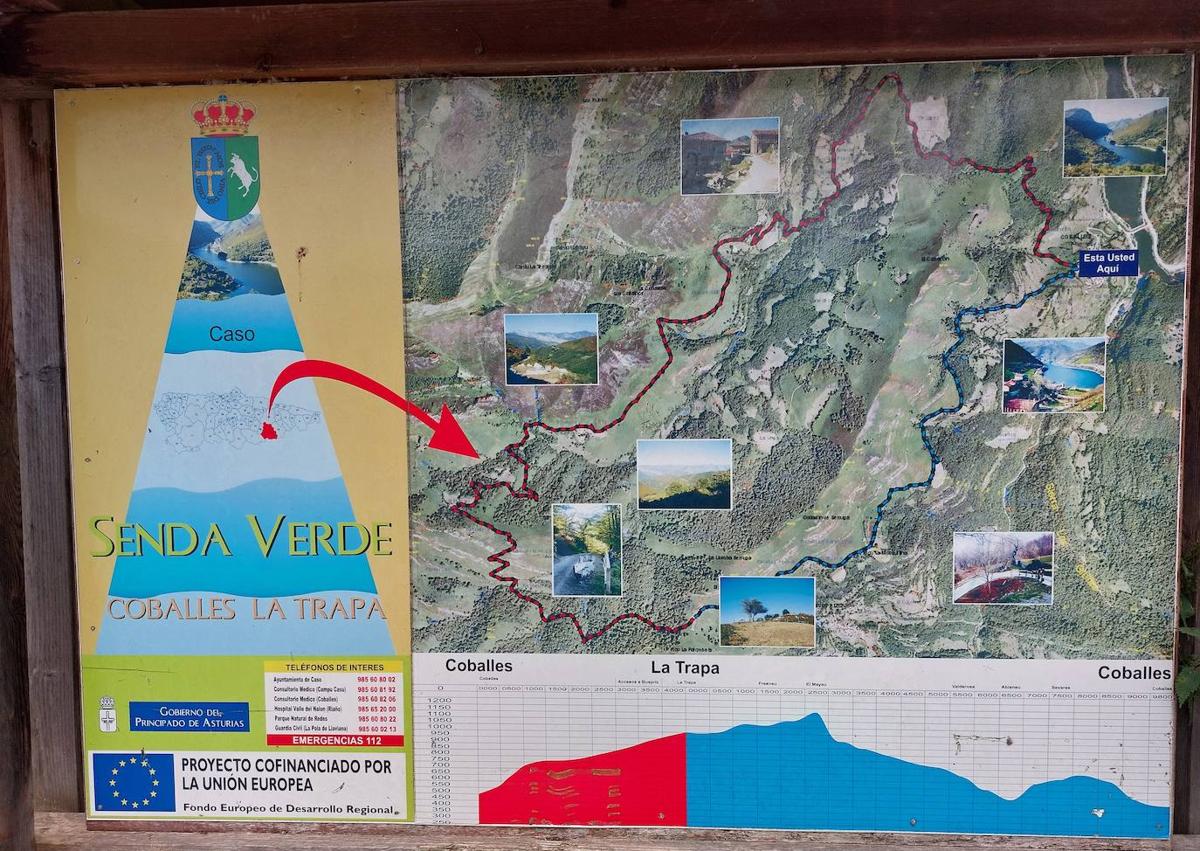 Imagen secundaria 1 - Coballes y el embalse de Tanes/ cartel indicativo de la ruta/ indicaciones PR AS 244