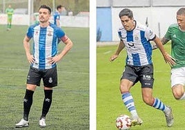 Natalio, en la visita del Avilés al Praviano en 2020. A la derecha, Mecerreyes el miércoles.