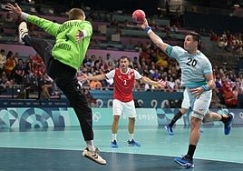 Abel Serdio, en un lanzamiento del último partido ante Croacia.