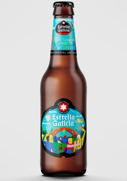 Imagen - La nueva etiqueta de los botellines de Estrella Galicia que homenajean a Asturias.