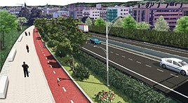 Recreación del vial en superficie presentada por el Ministerio de Transportes en la reunión donde anunció su renuncia al soterramiento, el pasado mes de marzo.