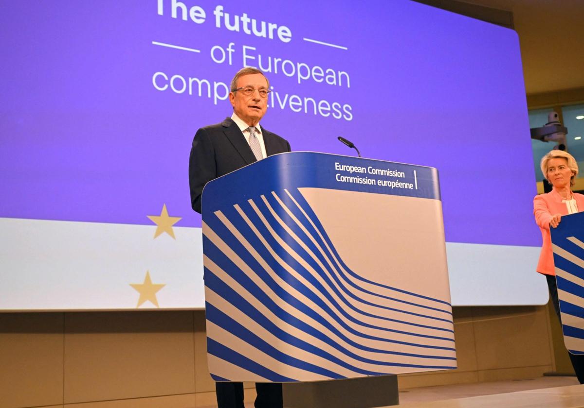 Draghi, el lunes, en la presentación del informe sobre la competitividad de Europa.