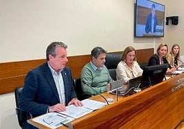 Marcelino Marcos (primero por la izquierda), en su intervención, ayer, en la comisión de Medio Rural