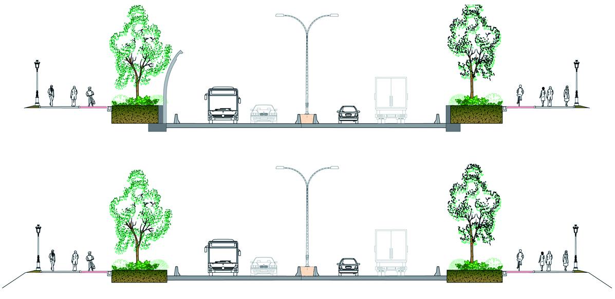 Las dos alternativas de alzado que maneja Transportes.