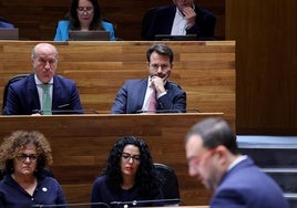 Álvaro Queipo, durante el discurso de Adrián Barbón en el Debate de Orientación Política.