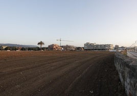 Explanación del terreno el pasado mes de agosto en unas de las dos parcelasque formarán parte de la futura 'playa verde' de la zona de El Rinconín .