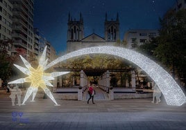 Estrella de Belén que esta Navidad iluminará los Campinos de Begoña, en el centro de Gijón.