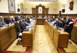 Pleno en el Ayuntamiento de Gijón esta mañana.