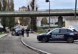 Varias patrullas de la Policía Nacional, en la zona en la que apareció el cadáver.