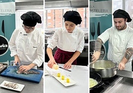Tres estudiantes de la Escuela de Hostelería de Pravia, camino al Cordon Bleu