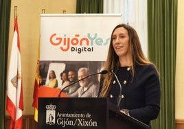 Ángela Pumariega, durante la presentación de 'Gijón Yes Digital'.