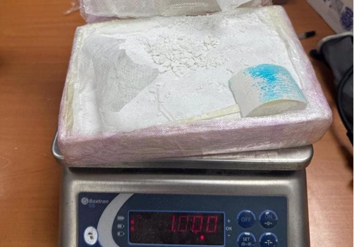 Cocaína en una balanza de precisión.