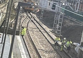 La zona de la estación langreana de Los Llerones, donde se desarrollan parte de los trabajos.