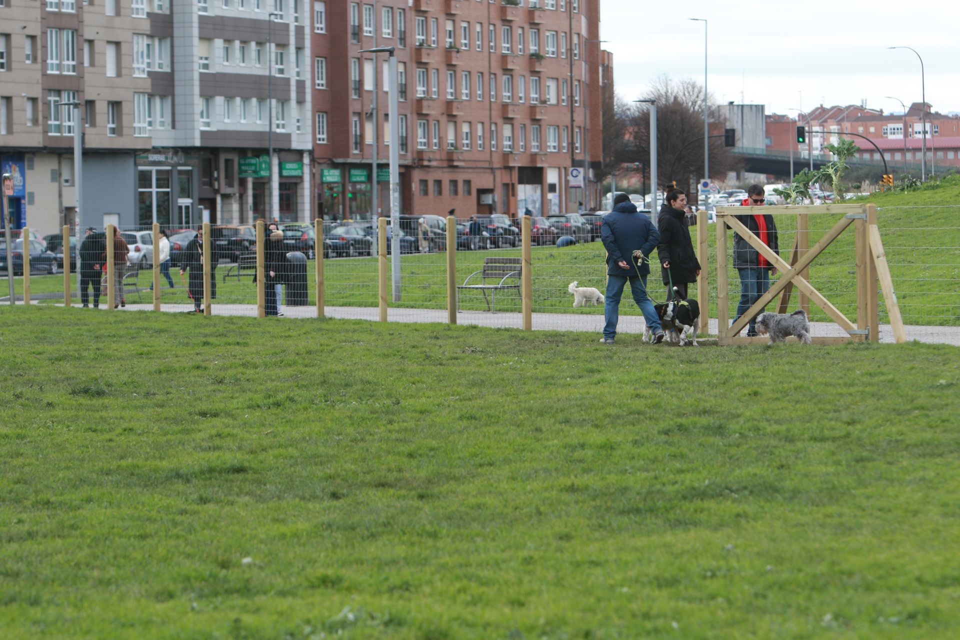 Los perros ya disfrutan dentro del vallado en parque en el Solarón