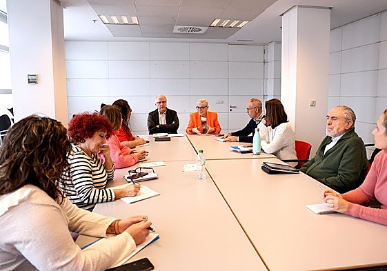 La consejera de Salud, Concepción Saavedra, en su reunión de ayer sobre salud mental.