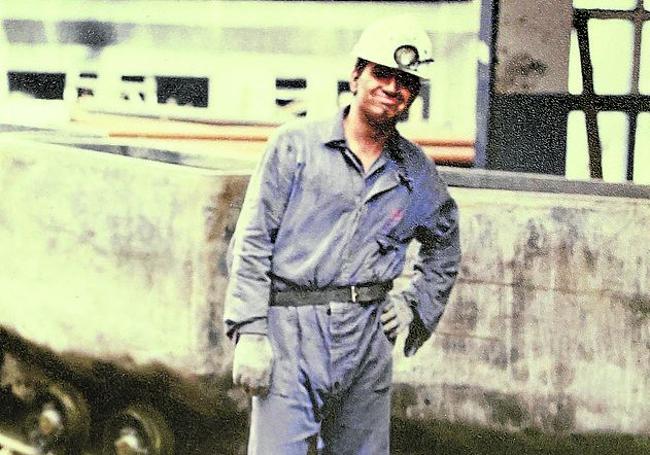 Tras bajar al pozo Entrego, en 1990.
