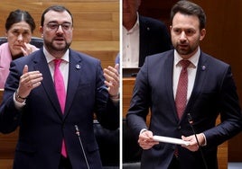 Adrián Barbón y Álvaro Queipo, en la Junta.