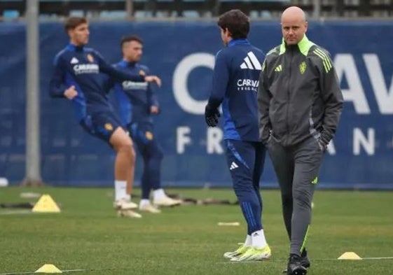 Miguel Ángel Ramírez, durante un entrenamiento con el Zaragoza.