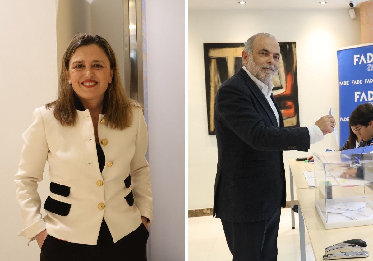 Los candidatos a la presidencia de Fade, María Calvo y José Manuel Ferreira, esta mañana.