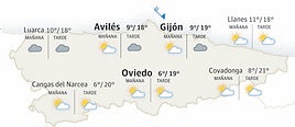 Mapa del tiempo en Asturias.