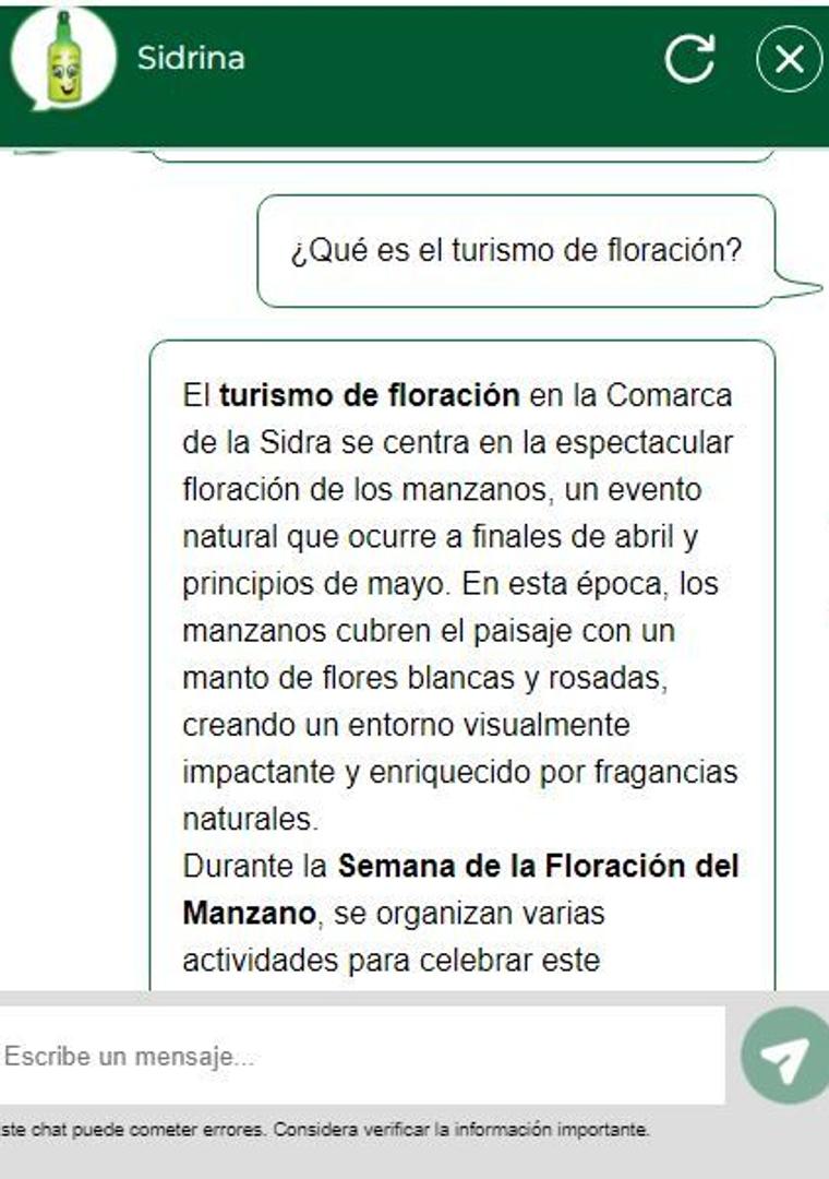 Imagen - Sidrina, el asistente virtual de la página web de la Comarca de la Sidra.