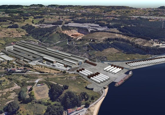 Infografía del proyecto de Windar para las instalaciones de San Balandrán.