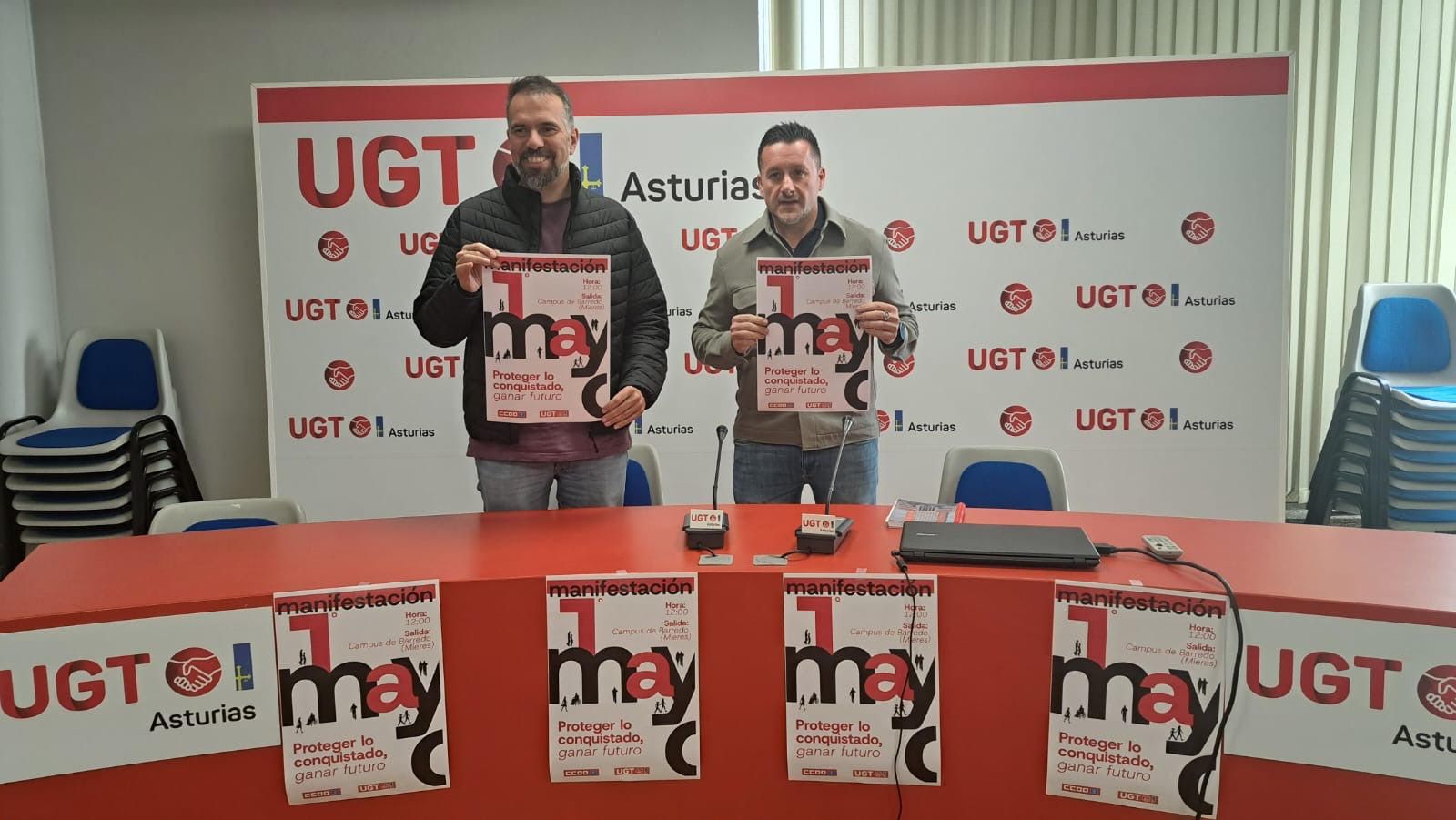 Los secretarios generales de CC OO y UGT de Asturias, José Manuel Zapico y Javier Fernández Lanero.