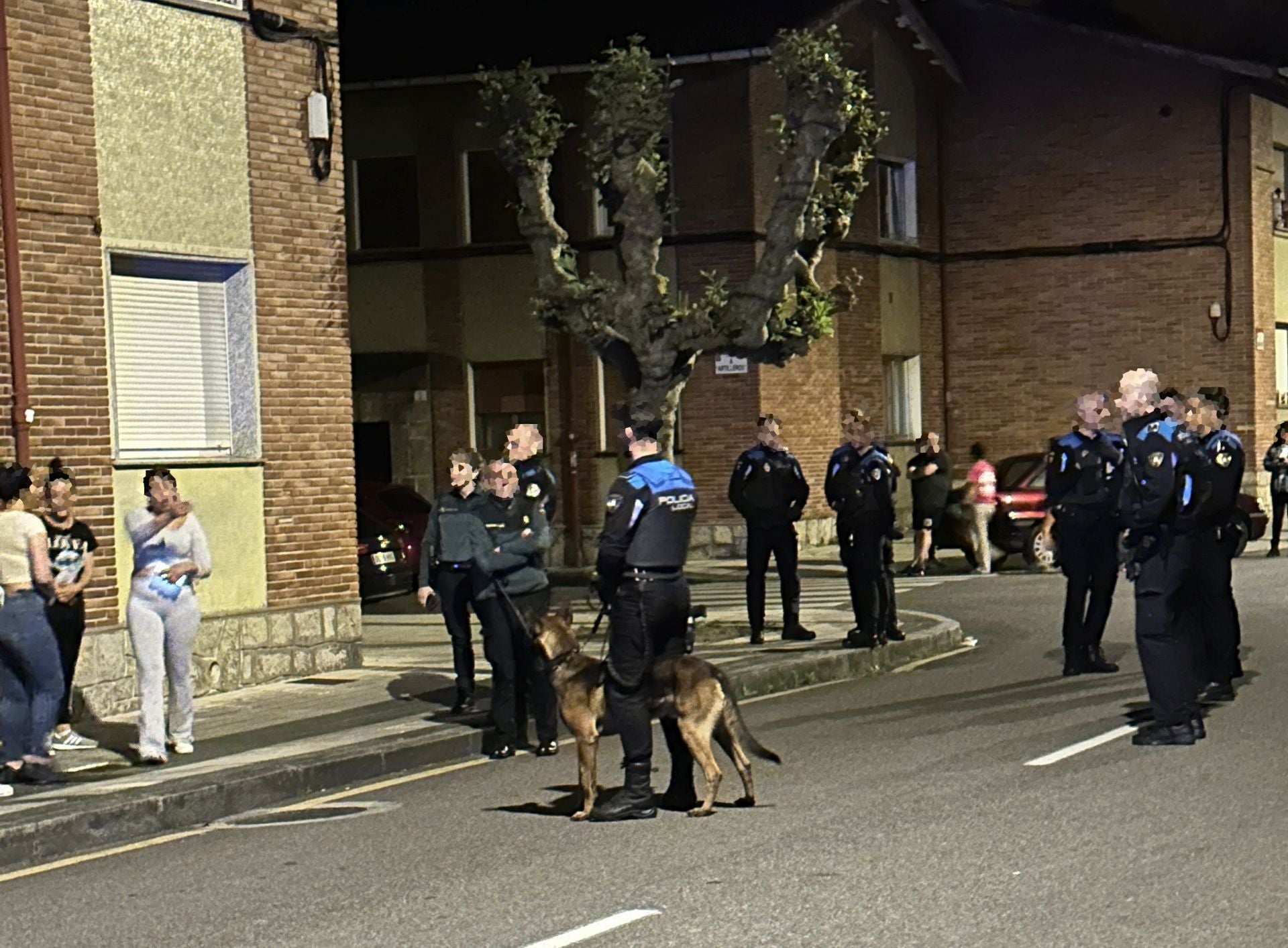 Los agentes desplegados en el barrio.