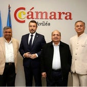 La delegación india, con el presidente de la Cámara de Comercio de Avilés.