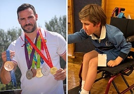 A la izquierda, Saúl Craviotto, el pasado verano, con todas las medallas olímpicas que ha ganado. A la derecha, Javi.