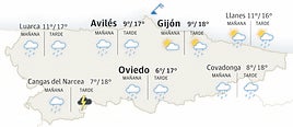 Mapa del tiempo en Asturias.