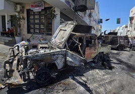 Daños materiales por las bombas en medio del conflicto armado.