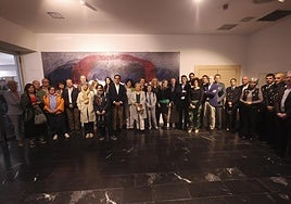 Los premiados en el casa de la Cultura de Mieres.