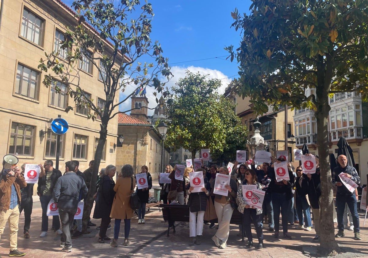 Protesta de trabajadores de la Universidad de Oviedo